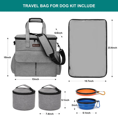 Airline Approved Pet Travel Bag, Weekend Travel Set for Dog and Cat, Tote Organizer with Multi-Function Pockets, Grey