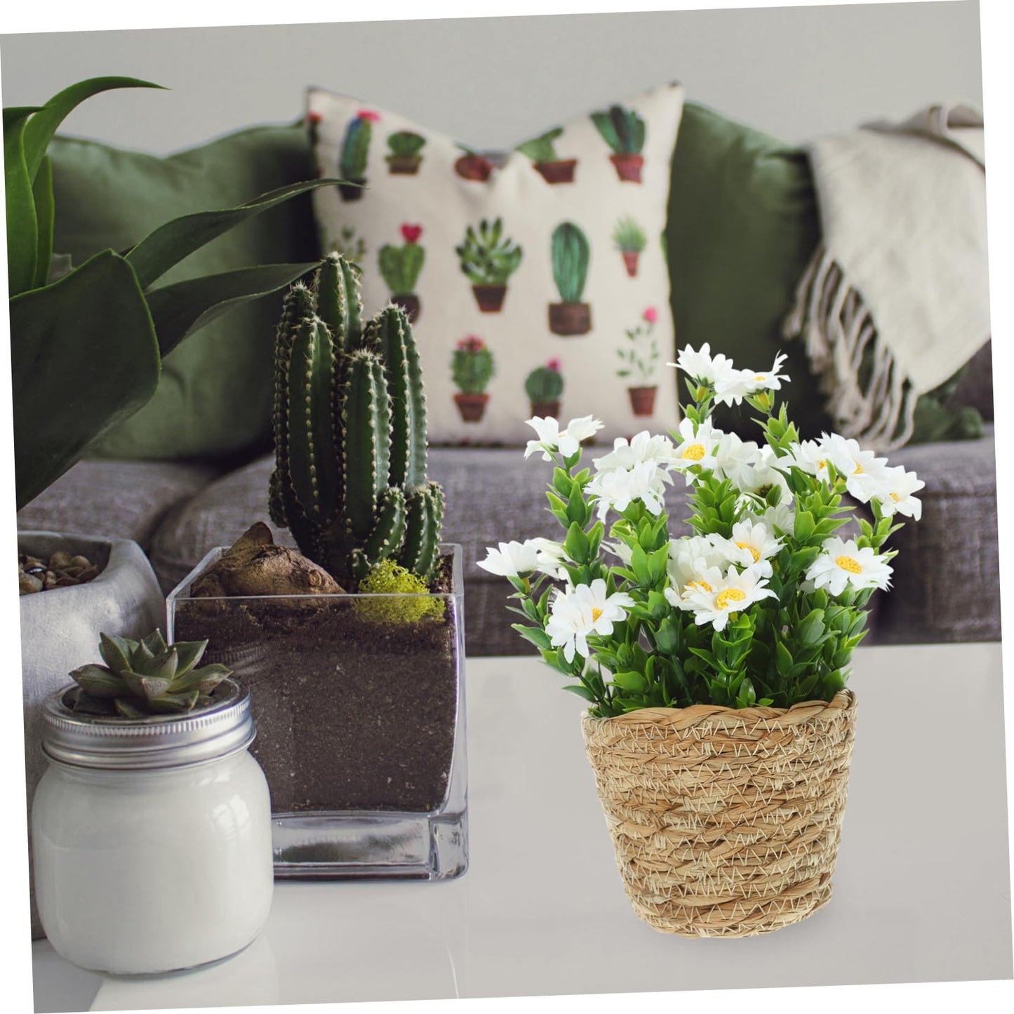 Cabilock Fake Plant Pots Artificial Flowers in Pot Easy to Care for Realistic Decor for Living