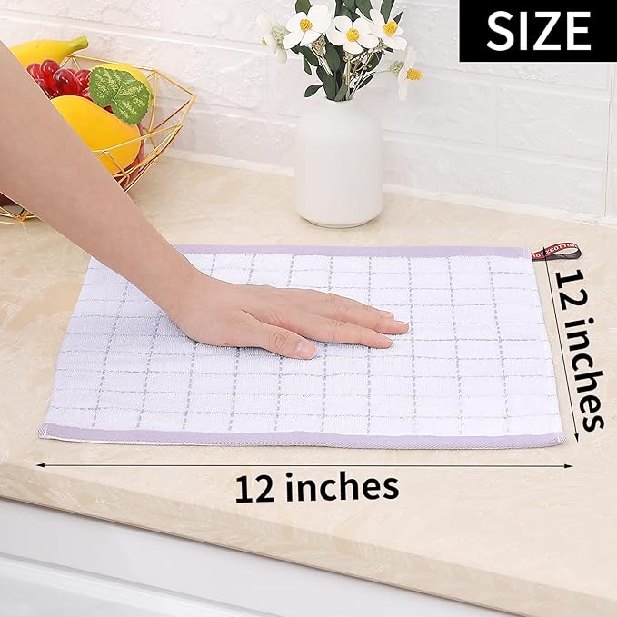 Homaxy 100% Cotton Terry Kitchen Dish Cloths, Ultra Soft and Absorbent Dish