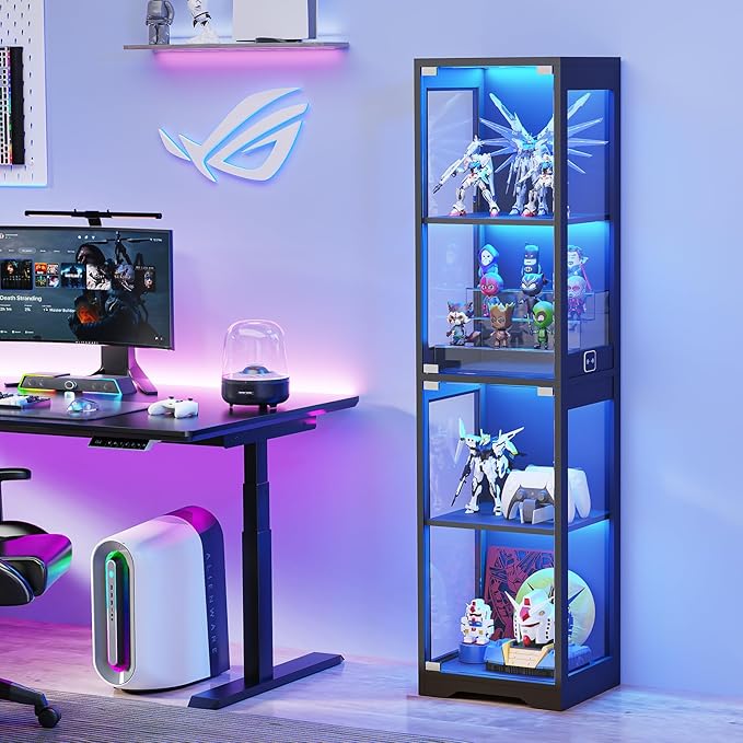 BROTTAR Glass Display Cabinet, 4-Tier Curio Cabinets