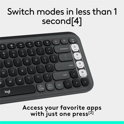 Logitech POP ICON Keys Wireless Bluetooth Keyboard, Comfortable Typing, Programmable Keys, Easy-Switch Between up to 3 Devices, for Laptop, Tablet, PC – Rose and Off-White