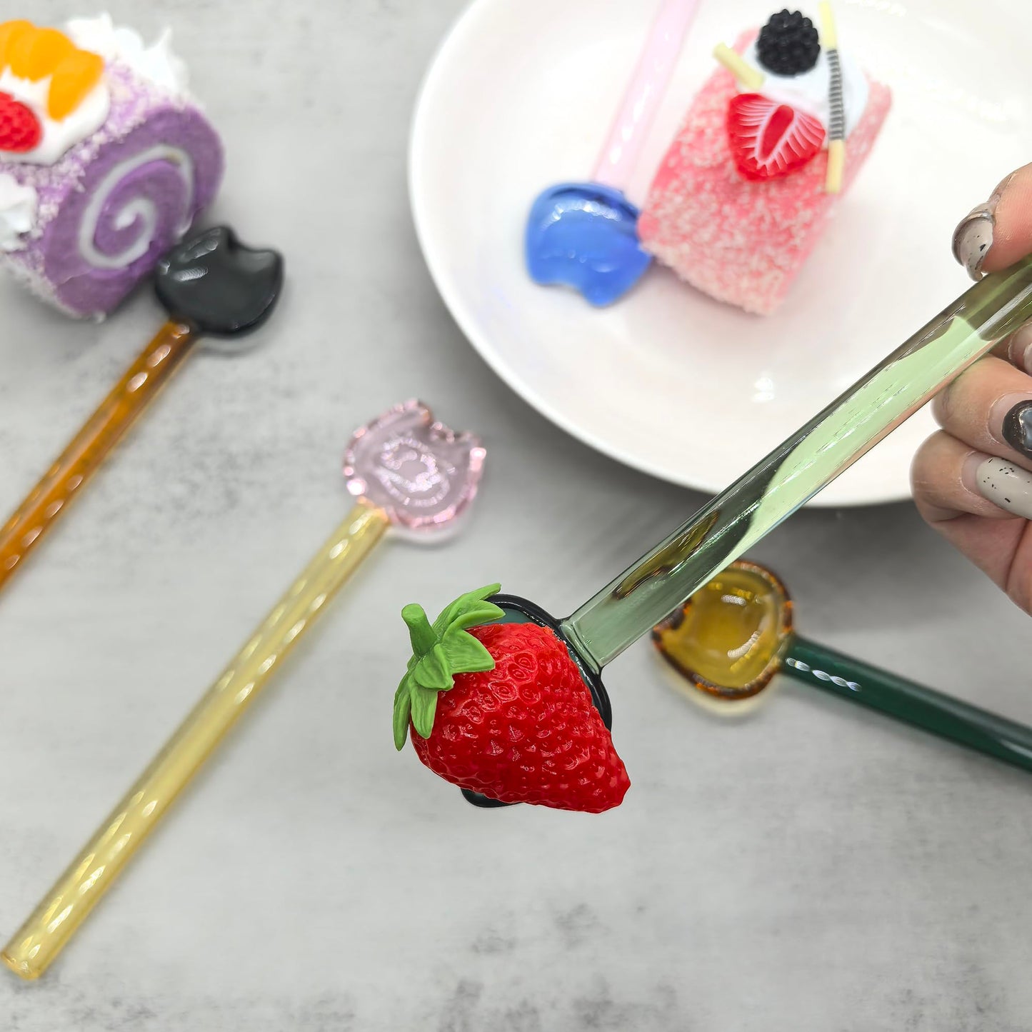 TMXAOK 5 Pieces Coffee Spoons, Glass Coffee Stirring Spoon, Espresso Stirring Spoon, Coffee Teaspoons, 6inch Coffee Stirrers for Tea Cocktail Milkshake Cold Drink Home Bar Party