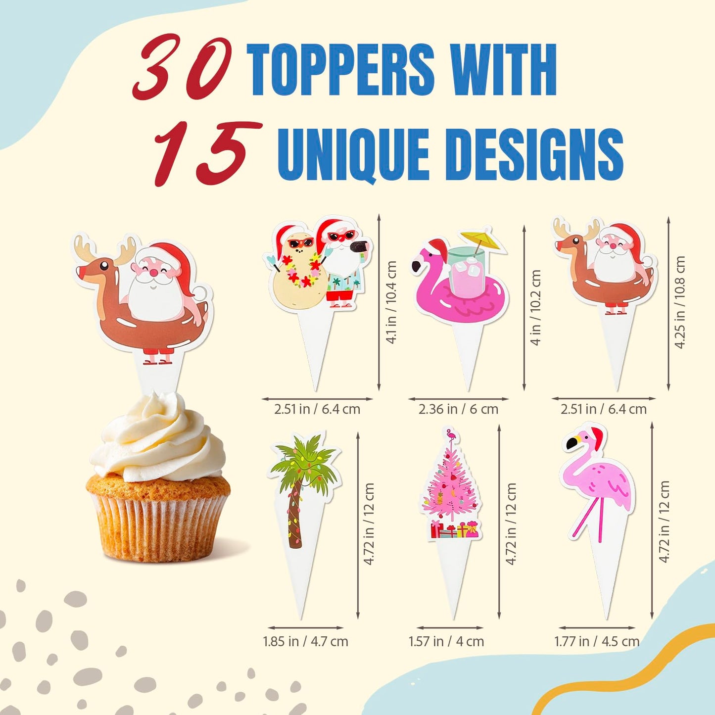 Christmas In July Party Decorations Set, Ultimate Xmas In July Party Decorations Kit, Tropical Beach Hawaiian Luau Banner, Honeycomb Table Centerpieces, Cupcake Toppers, Decor for Pool Parties & BBQ