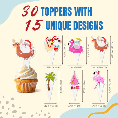 Christmas In July Party Decorations Set, Ultimate Xmas In July Party Decorations Kit, Tropical Beach Hawaiian Luau Banner, Honeycomb Table Centerpieces, Cupcake Toppers, Decor for Pool Parties & BBQ