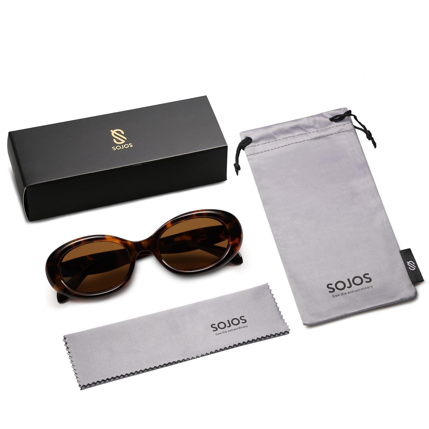 SOJOS Small Retro Oval Polarized Sunglasses for Women Men 90s Vintage Small Face UV400 Protection Tiny Sun Glasses SJ2286 Leopard Brown