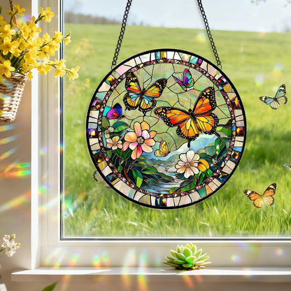 8 Inch Sun Catchers Indoor Window, Acrylic Rainbow Suncatcher Window Hanging Decoration for Living Room Bedroom Summer Home Balcony Ornaments Decoration (207 Butterfly)