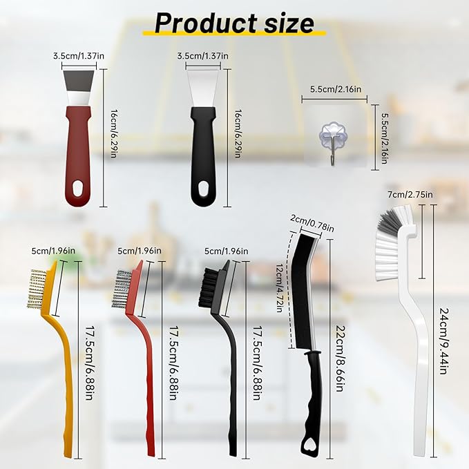 12Pcs Crevice Cleaning Brush Set, Hard Bristle Small Cleaning Brushes