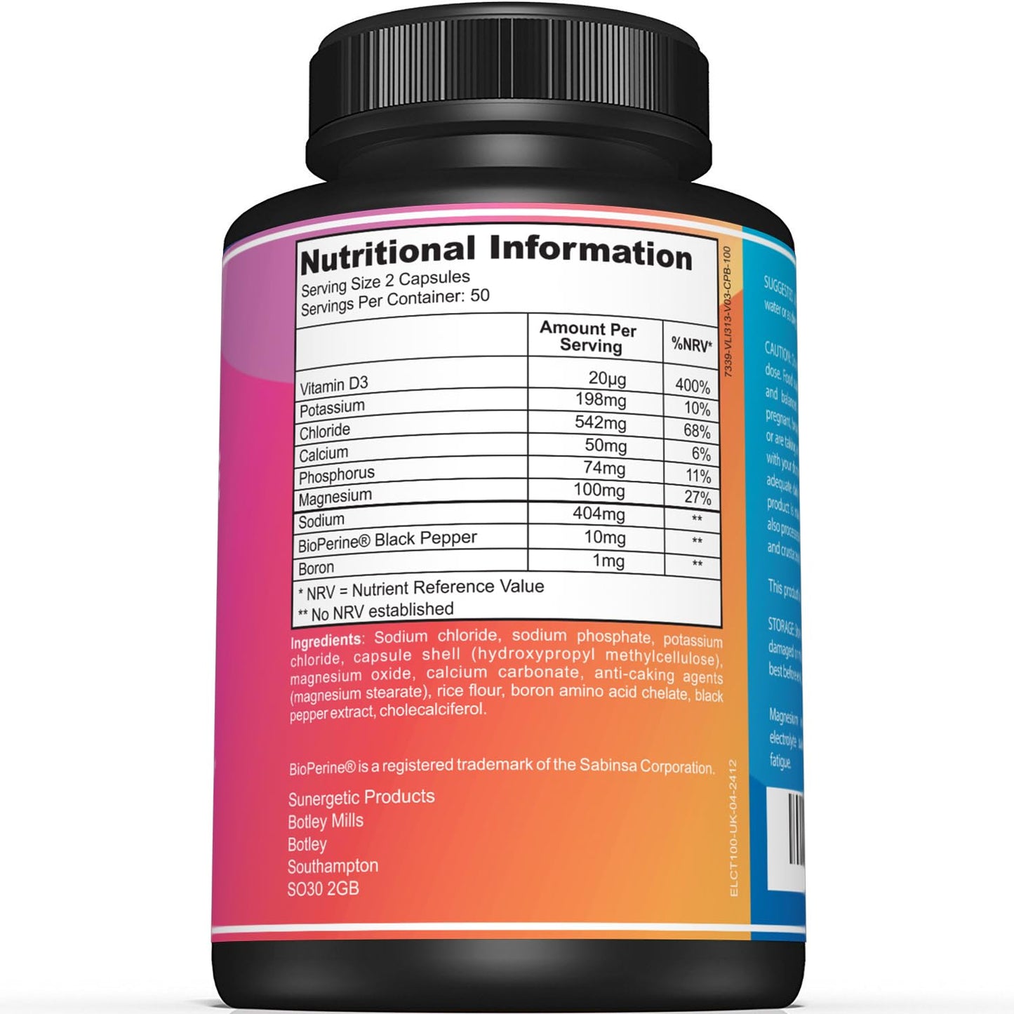 Sunergetic Premium Electrolyte Capsules Support for Keto, Low Carb, Rehydration & Recovery - Electrolyte Replacement Capsules Includes Electrolyte Salts, Magnesium, Sodium, Potassium 100 Capsules.