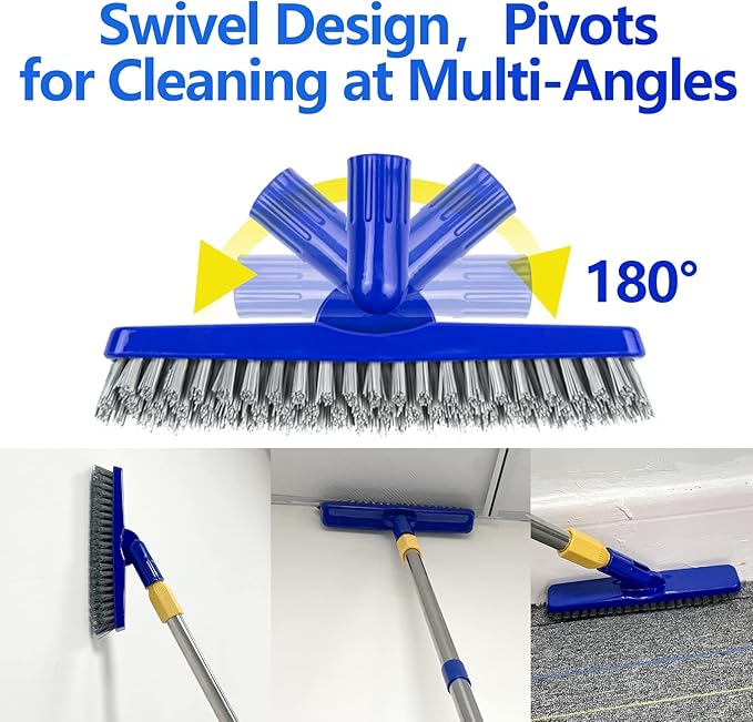 ITTAHO 2 Pack Grout Brush with Long Handle, 56.5'' Swivel Grout Cleaning Brush
