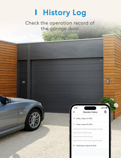meross Smart Garage Door Opener Remote, Compatible with Apple HomeKit, Amazon Alexa, Google Assistant, CarPlay and SmartThings, No Hub Required