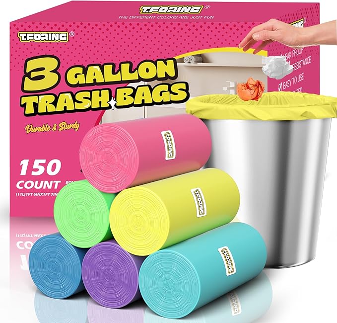 Small Trash Bags 3 Gallon -150 Count Mini Garbage Bags Unscented, 12 Liter