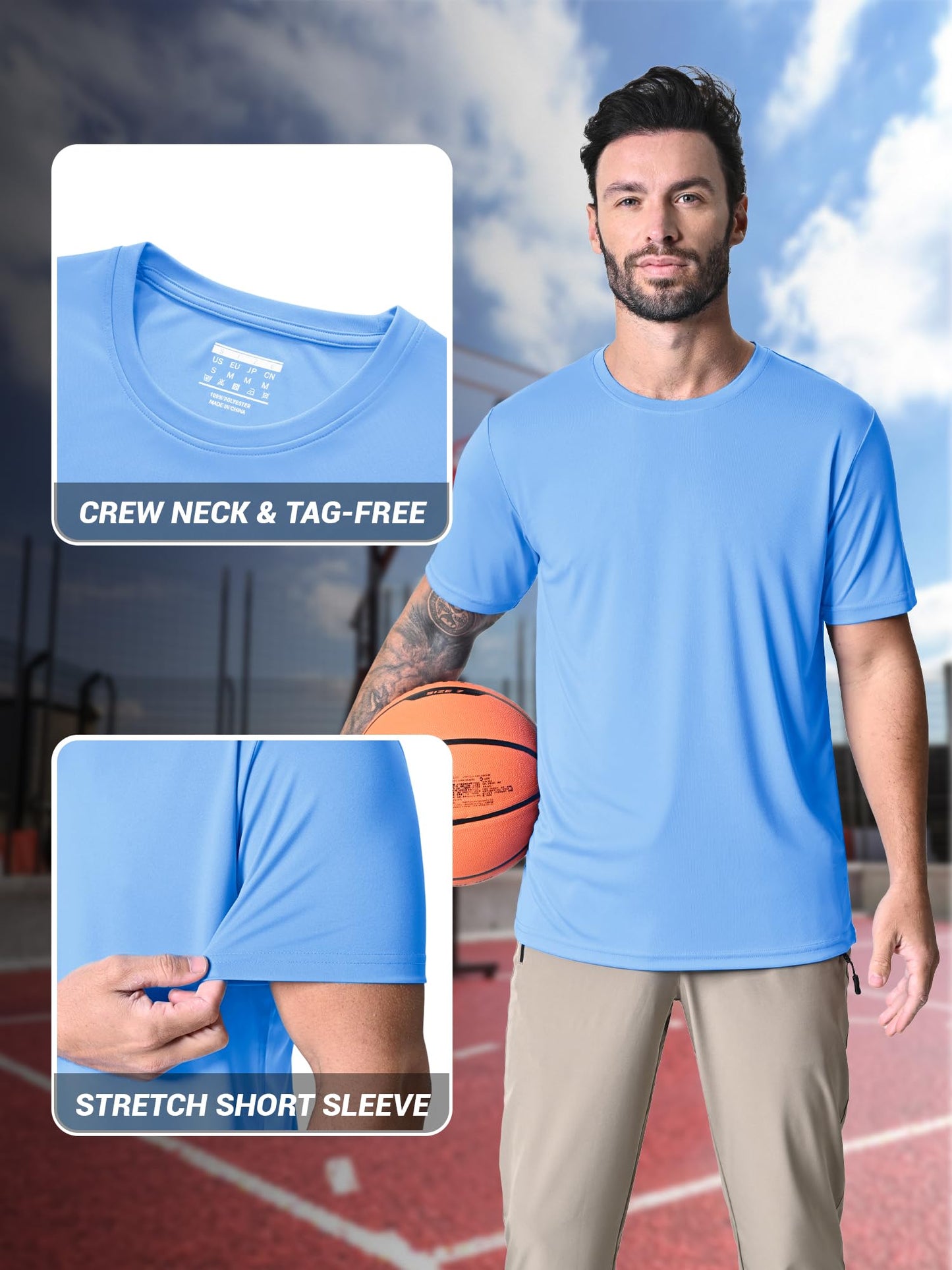 T-Shirts for Men Quick Dry Top Tee Rash Guards Running Shirt Dry Fit Lightweight Sun Shirts Gym T Shirts Active T-Shirt