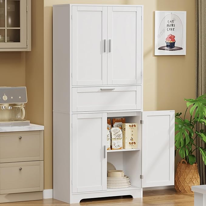 Iwell 67" Tall Storage Cabinet, Rattan Cabinet