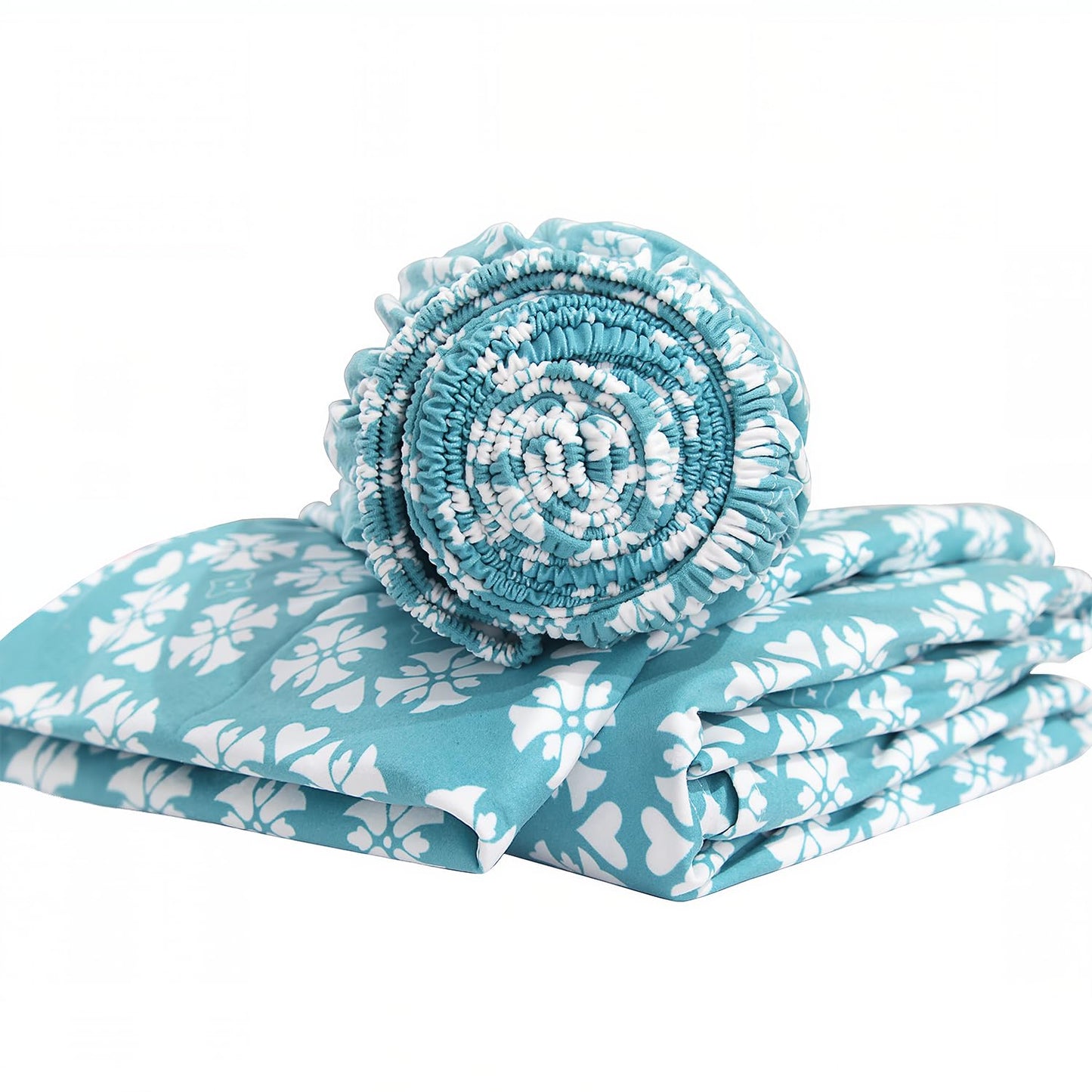 Ramesses Flannel Bedding Sheet Set Queen-Polyester Printed Microfiber Plush Flannel Bedding-Stain Resistant-Soft and Durable-4-Piece Bedding(Blue,Queen)