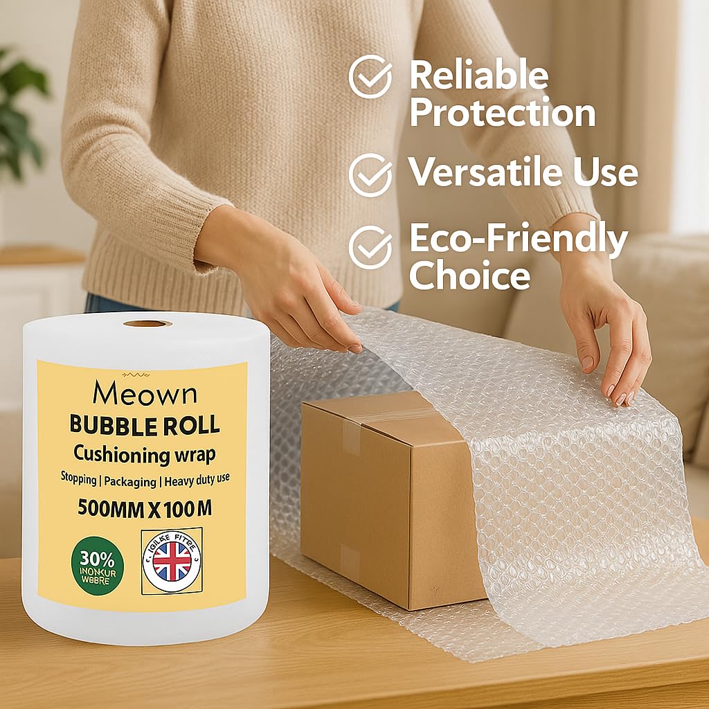 Meown Bubble Wrap 500mmx100m - Premium Quality Bubble Wrap Roll - Packaging Material for Shipping and Storage, Protect Your Goods with Ease