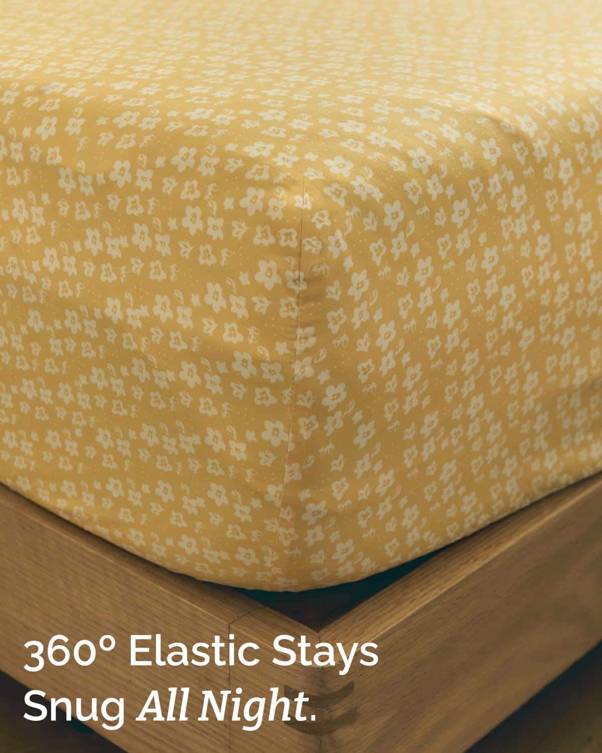 Floral Sheets - Yellow Floral Bed Sheet Set - 1 Flat, 1 Fitted & 1 Pillowcase w/ Deep Pockets - Comfy, Wrinkle & Fade Free - Boho Botanical Bedding - Ultra-Soft, Breathable & Cooling - Twin Size Set