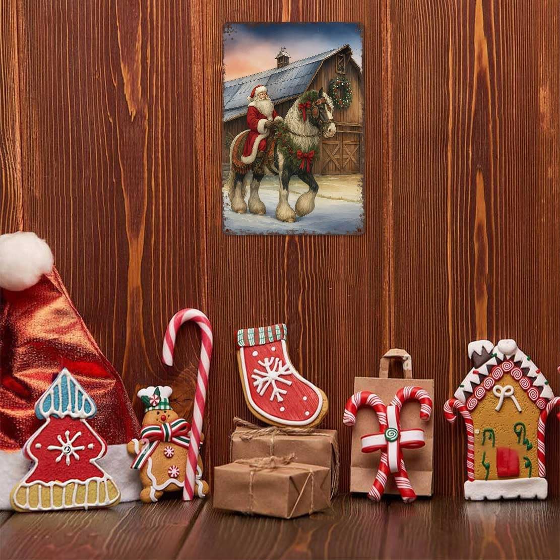 Retro Christmas Tin Sign 8x12inch Vintage Style-Holiday Metal Wall Art for Pub Bar Club Display