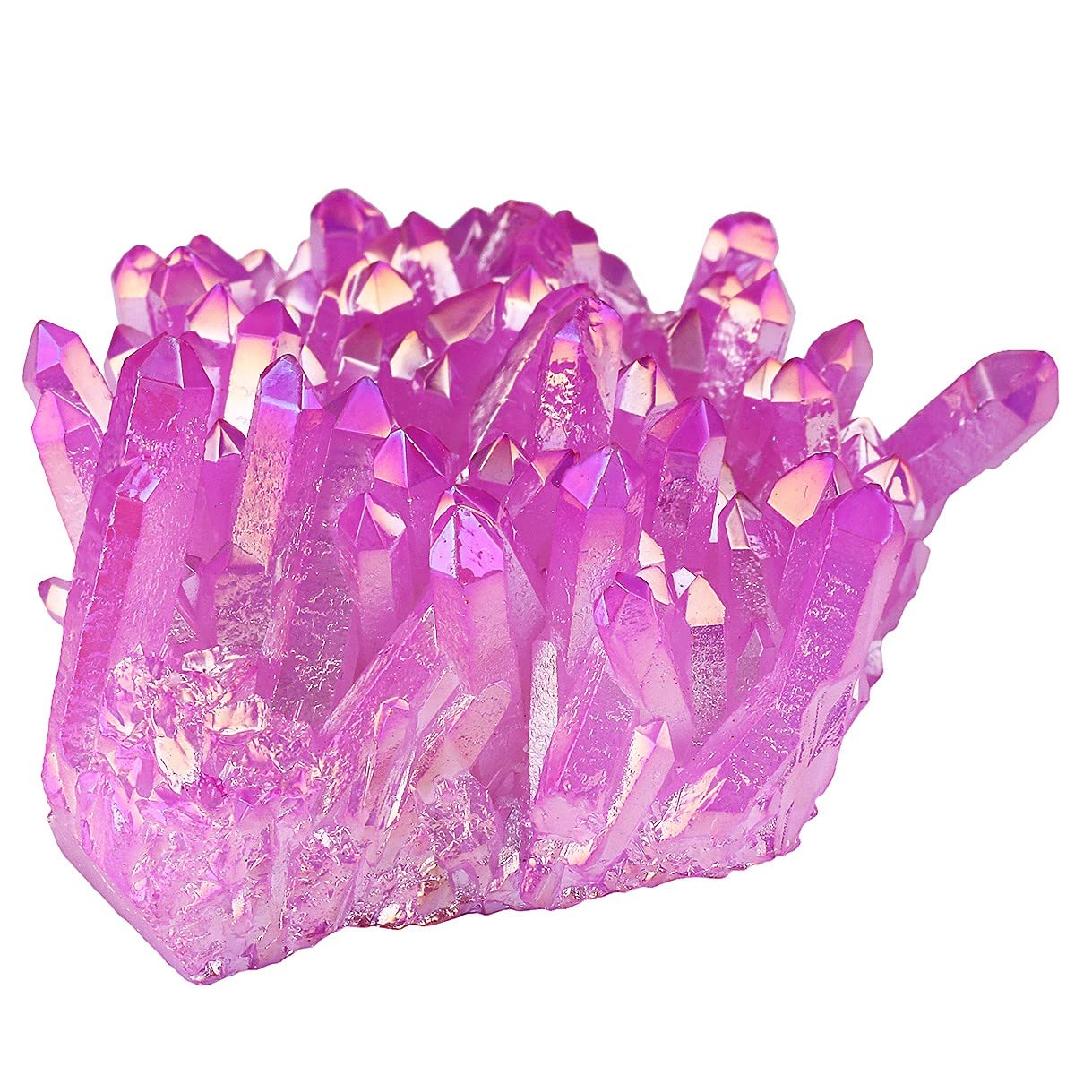 Nupuyai Titanium Coated Irregular Quartz Crystal Cluster Decor for Home Office Natural Druzy Rock Crystal Stone Specimen, Light Purple