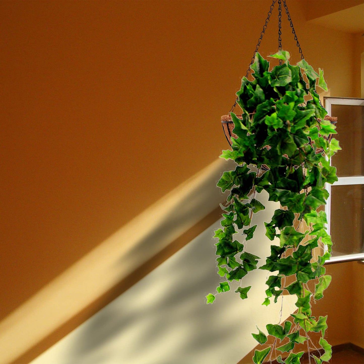 ArtFamy Hanging Planters Basket Outdoor Indoor(14 inch 4 Pack)-Coconut Coir Hanging Baskets for Plants Outdoor,Metal Wire Baskets with Coco Liner Window Box Planters, Hanging Flower Pots for Railings
