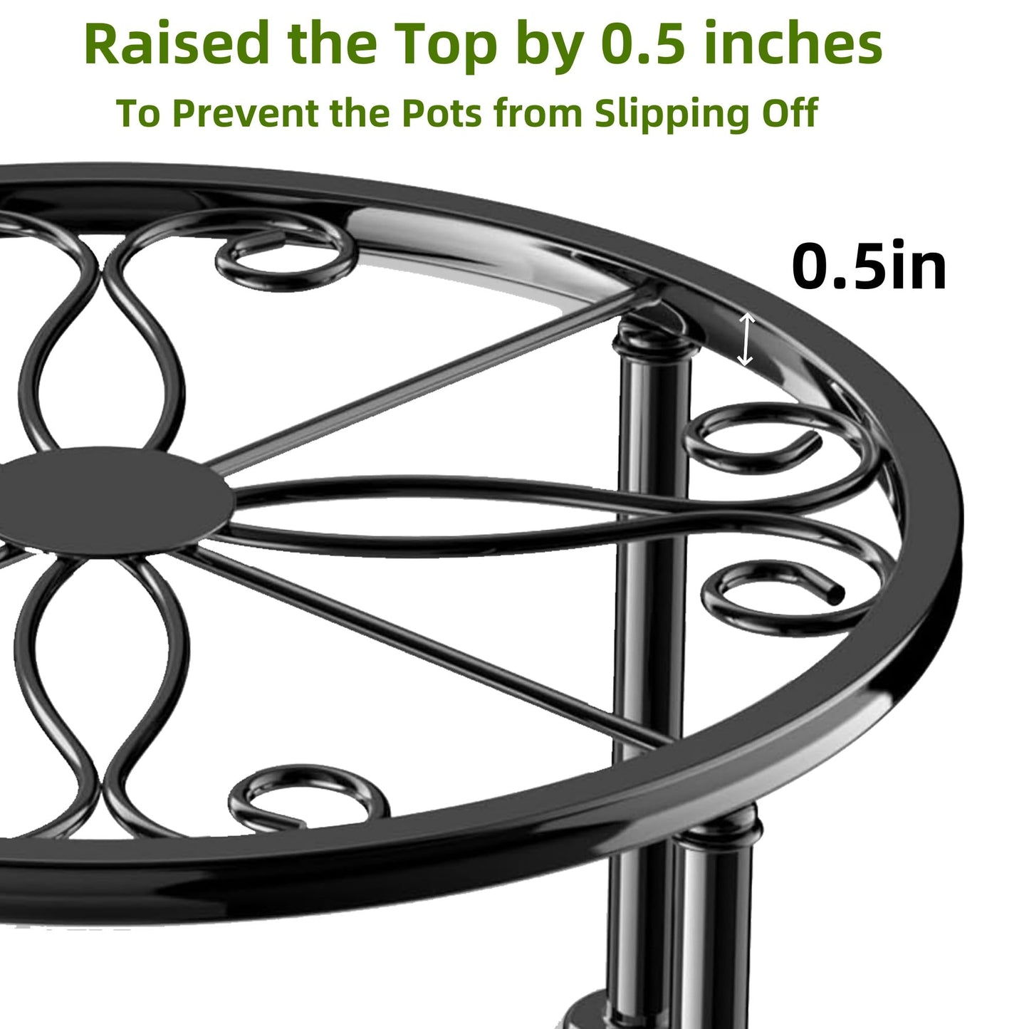 Chejievy 1 Pack Metal Round Plant Stands, Small Flower Pot Stand for Garden Home, Anti-rust Circle Plant holders Display Shelf for Indoor/Outdoor