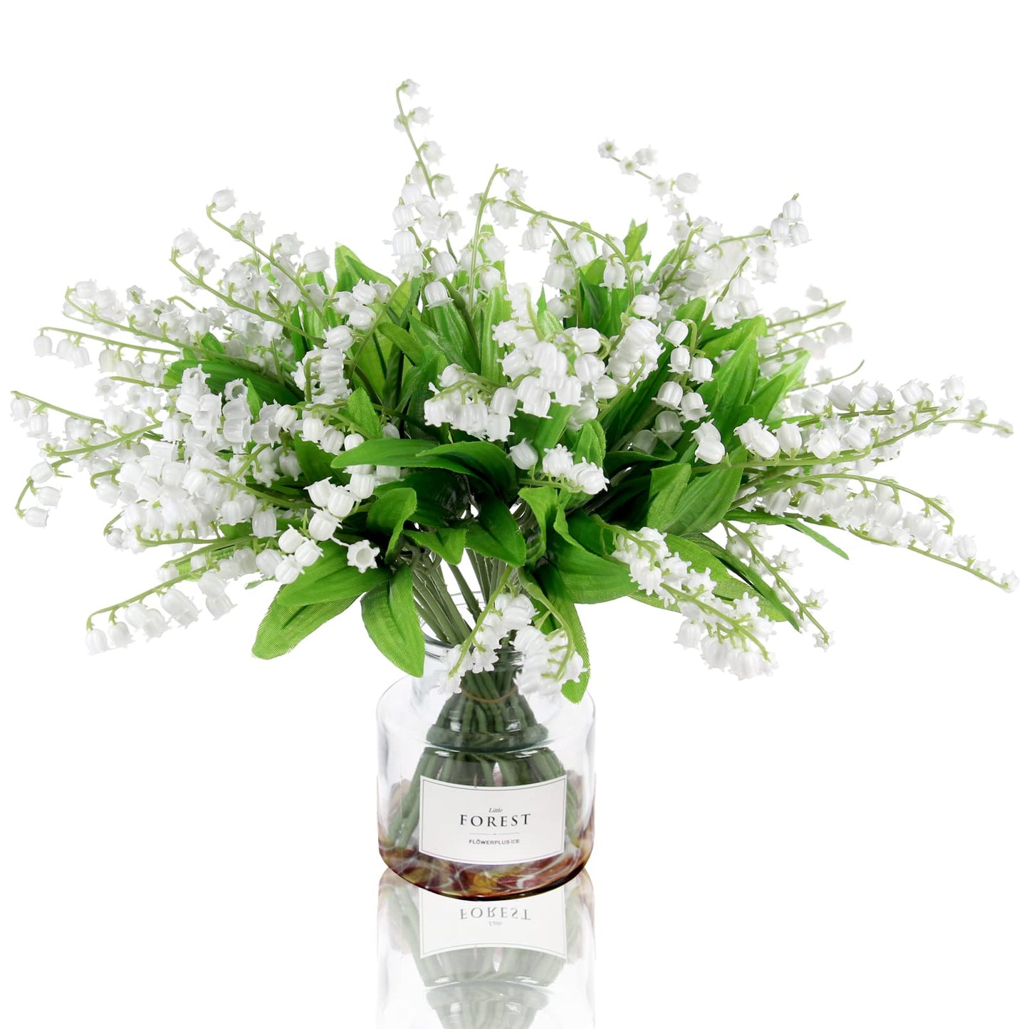 Tinsow 20 Pcs Artificial Lily of The Valley Faux Flowers Bell Orchid Wedding Bouquet, May Flower for Home Garden Wedding Party (20)