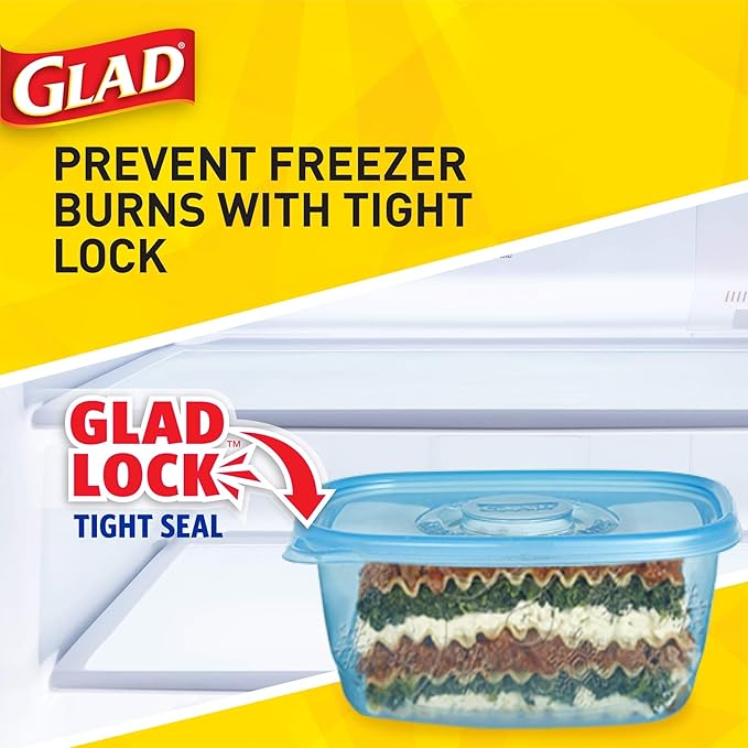 Gladware Freezerware Food Storage Containers, Large Rectangle Holds 64 Ounces