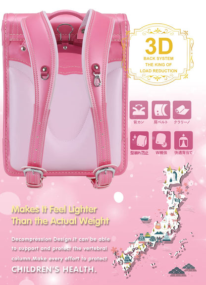 Baobab's wish Ransel Randoseru Backpack Semi-automatic satchel Japanese Elementary school bag for girls boys PU bab-rdjn01 (New Pearl Blue)