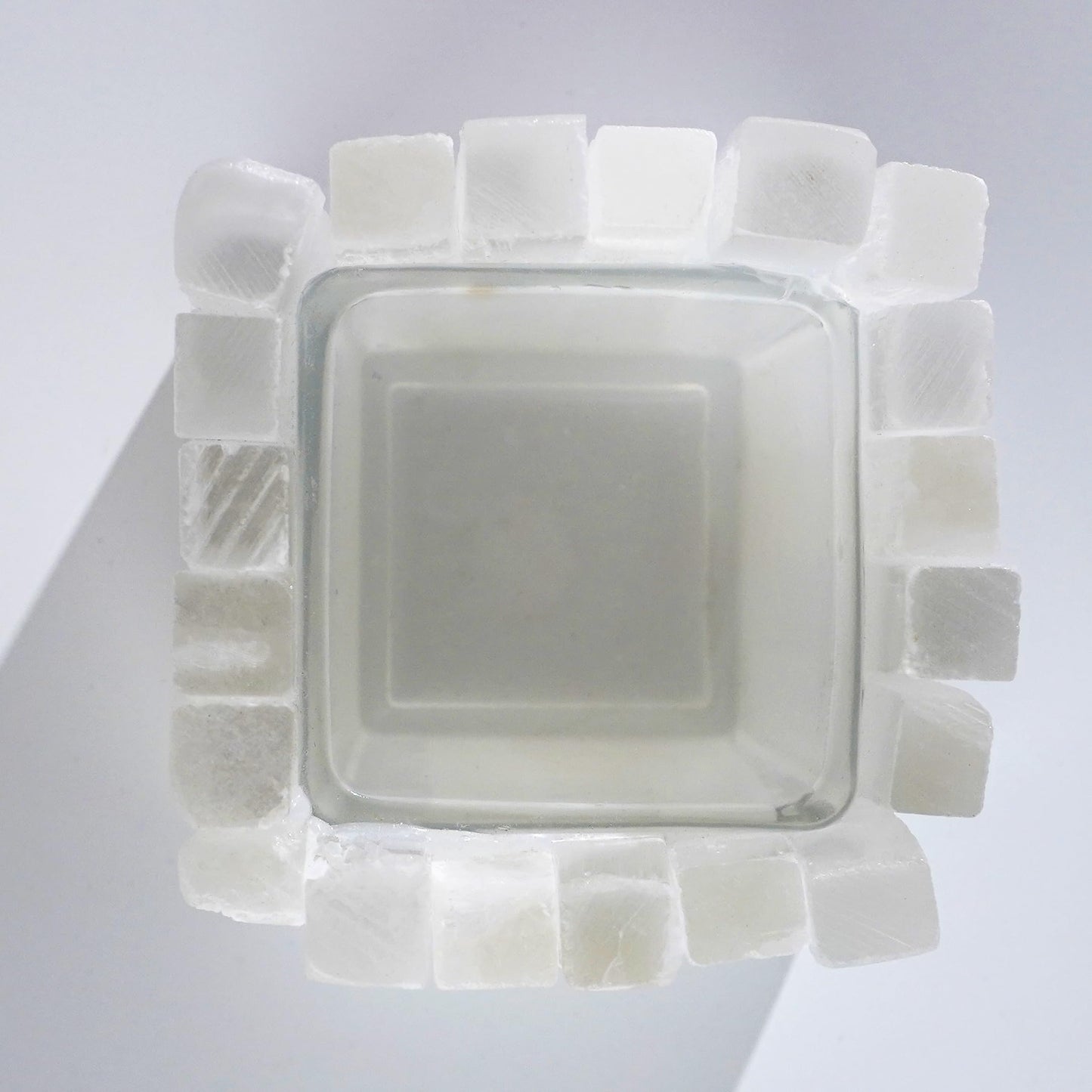 Natural Selenite Candle Holder for Tea Lights Irregularly Arranged Selenite Wand Candlesticks - Elegant Home Decor (Square Candle Holder)