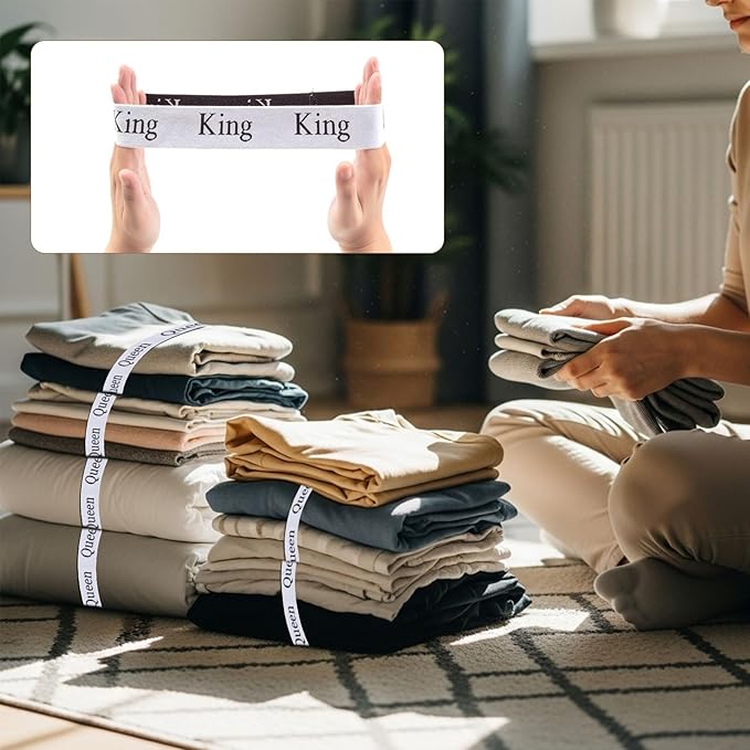 20PCS Bed Sheet Organizer Bands, Storage Labels and Sheet Keepers