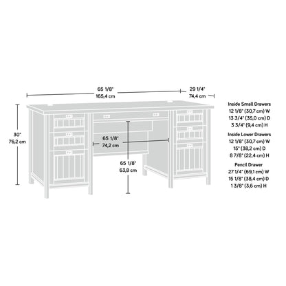 Sauder Costa Office Desk with Drawers, Executive Desk with File Drawer Storage, in Chalked Chestnut