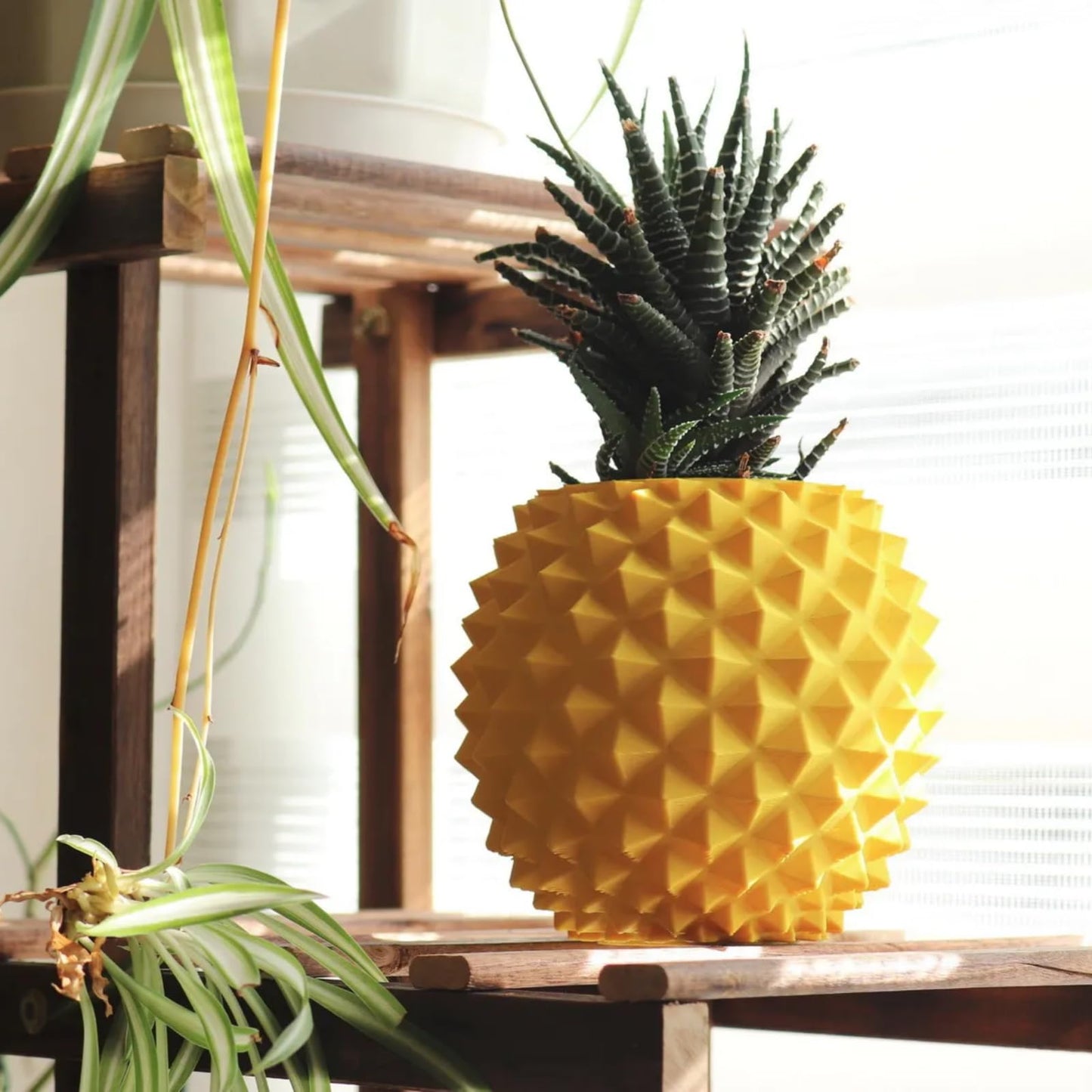 TIME&TRAVE Cute Pineapple-Inspired Indoor Plant Pots - 4.96 Inch Fower Pot Small Succulent Green Plants Pot, Cute Plant Gifts for Plant Lovers