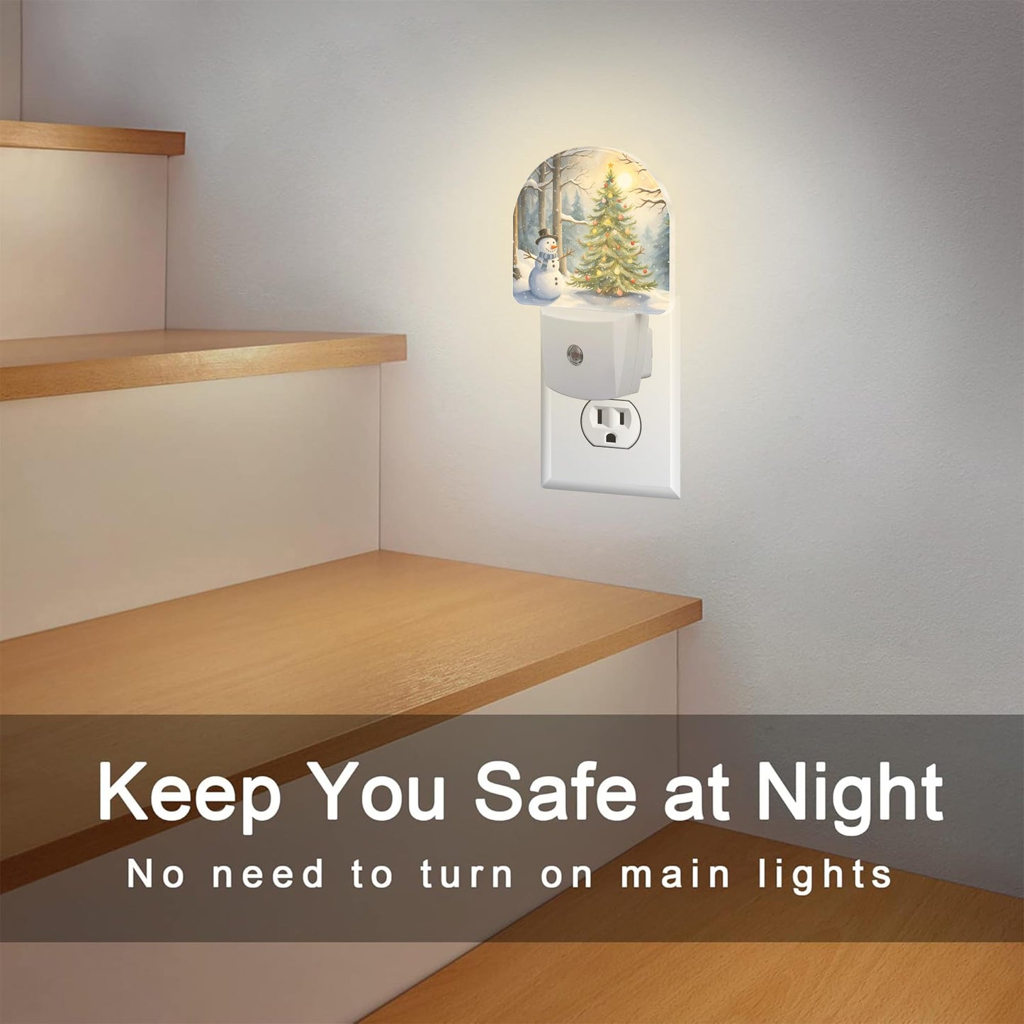 Christmas Tree With Snowman Night Light for Kids,Winter Holiday Snowman Night Light Plug in with Dusk to Dawn Sensor,0.5w Energy Saving Nightlight for Boys Girls Hallway Stairway Kitchen Bedroom