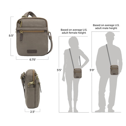 Travelon Unisex Adults Anti-theft Courier Small N/S Slim Tote, Stone Gray