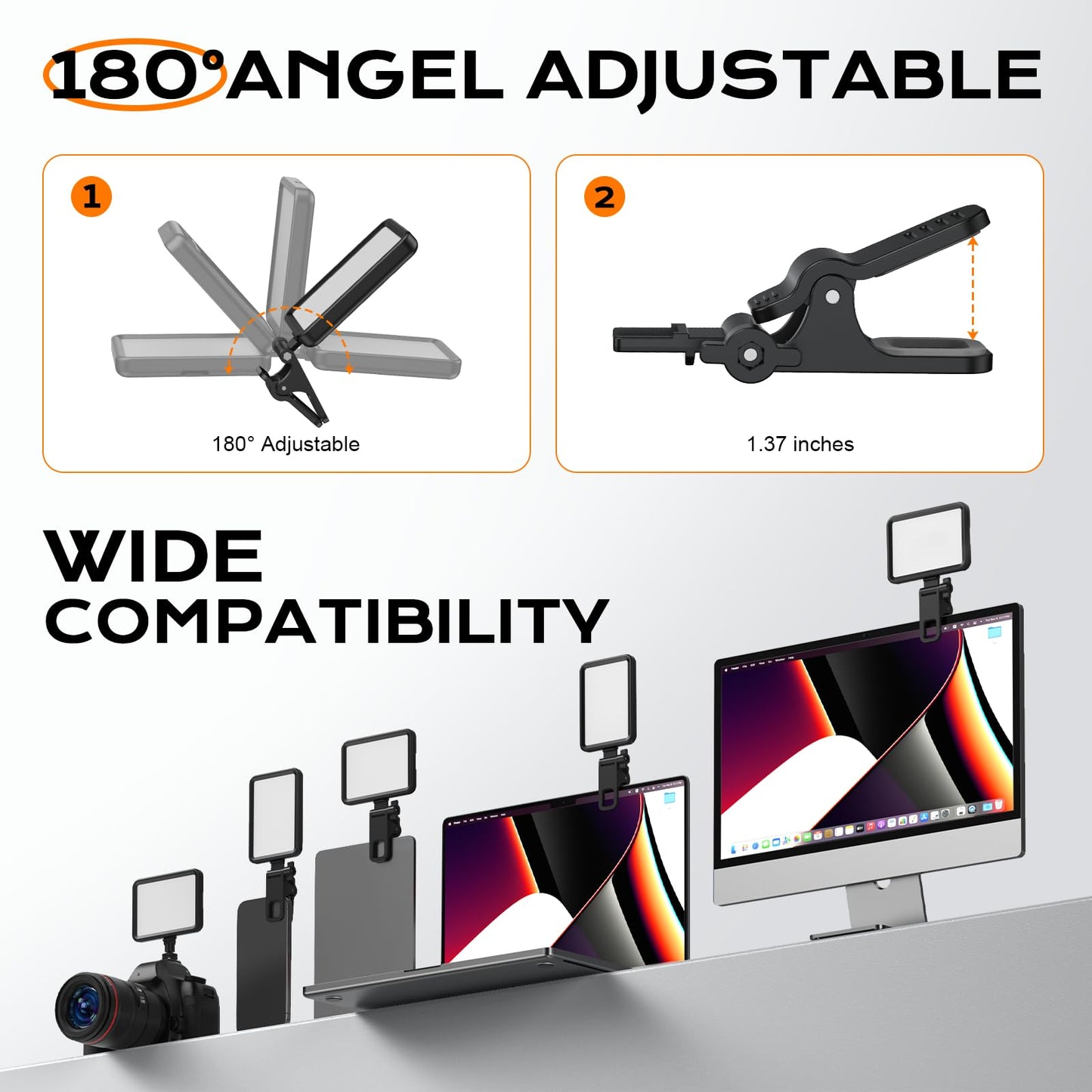 Rechargeable Soft Selfie Light for Phone, Camera, Laptop, 3000mAh Portable LED Light for Pictures, Phone Light Clip for Selfie, Vlog, TikTok, Makeup, Video Conference