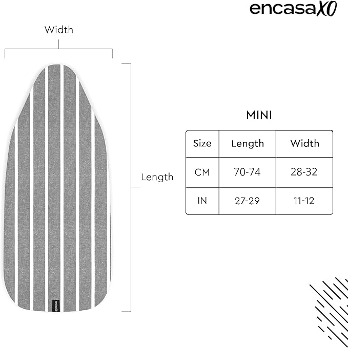 Encasa XO Ironing Board Cover and Pad 28"x12" - 4mm Felt Mini Iron Board Cover