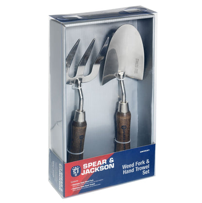Spear & Jackson HANDTOOLSET1 Stainless Hand Trowel & Weed Fork Set, Natur