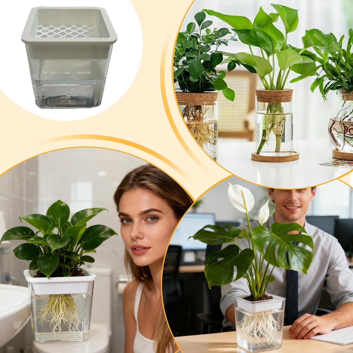 Flower Pots for Plants | Transparent Plant Containers,Outdoor Flower Pots | for Semi-Hydro Cuttings Seedlings African Violets Balcony Desk Garden Porch Windowsill Bedroom Living Room Yard