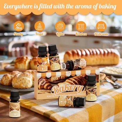 Bakery Essential Oils Gift Set, SNOWSEN Dessert Fragrance Oils for Diffuser for Home, Pumpkin Pie, Waffle, Coffee Cake, Chocolate Cupcake, Gingerbread, Snickerdoodle Aromatherapy Oils
