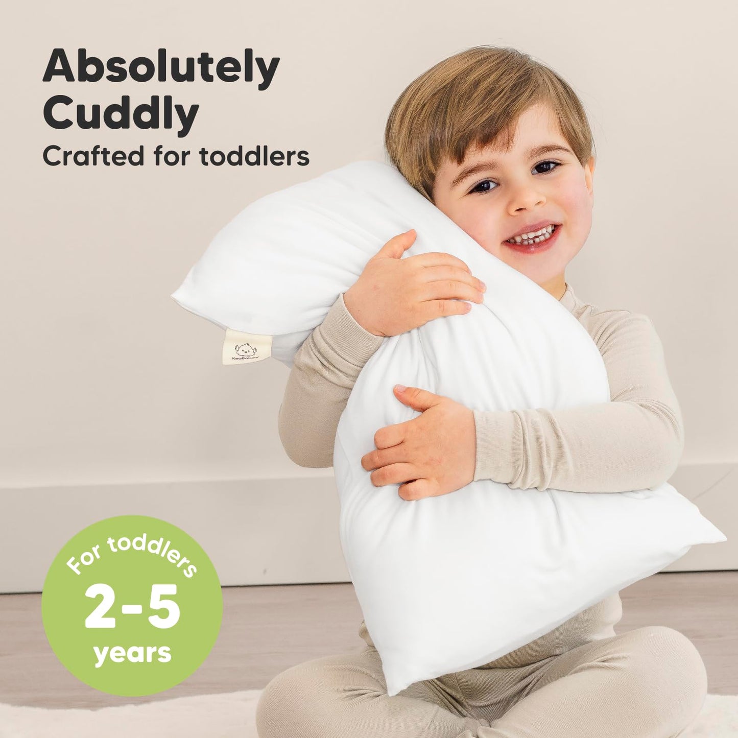 Toddler Pillow with Pillowcase - 13x18 My Little Cuddly Pillow, Viscose Derived From Bamboo Nursery Toddler Pillows for Sleeping,Kids Pillow,Small Travel Pillows,Mini Toddler Bed Pillow (Soft White)