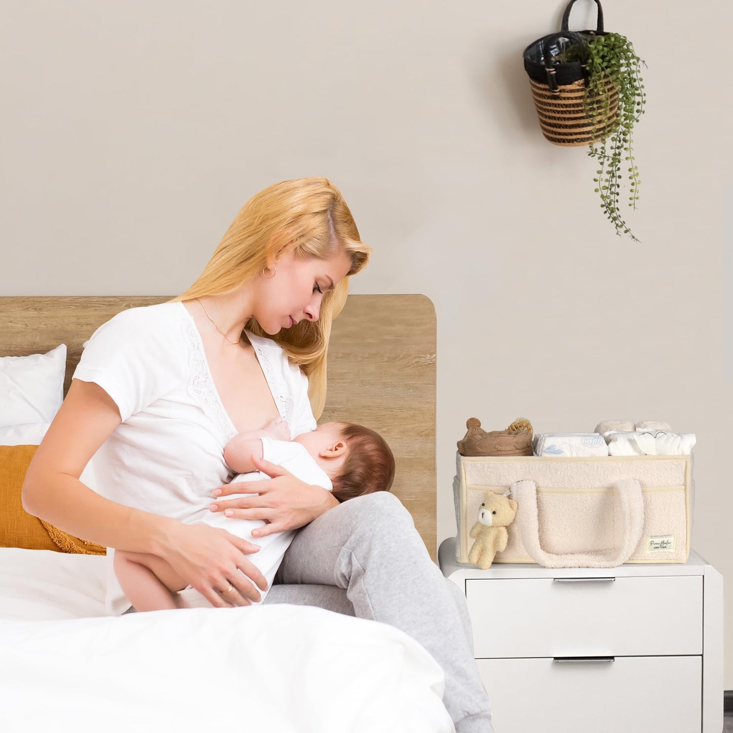 PeraBella Baby Diaper Caddy Organizer with Handle, Boy & Girl Shower Gift Basket, Portable Diaper Storage Basket Bin for Wipes, Newborn Baby Essentials Registry Search Must Haves, Car Caddy Organizer