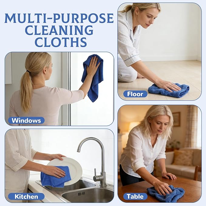 6 Pcs Extra Large Microfiber Cleaning Cloth Reusable Microfiber Towels Thick