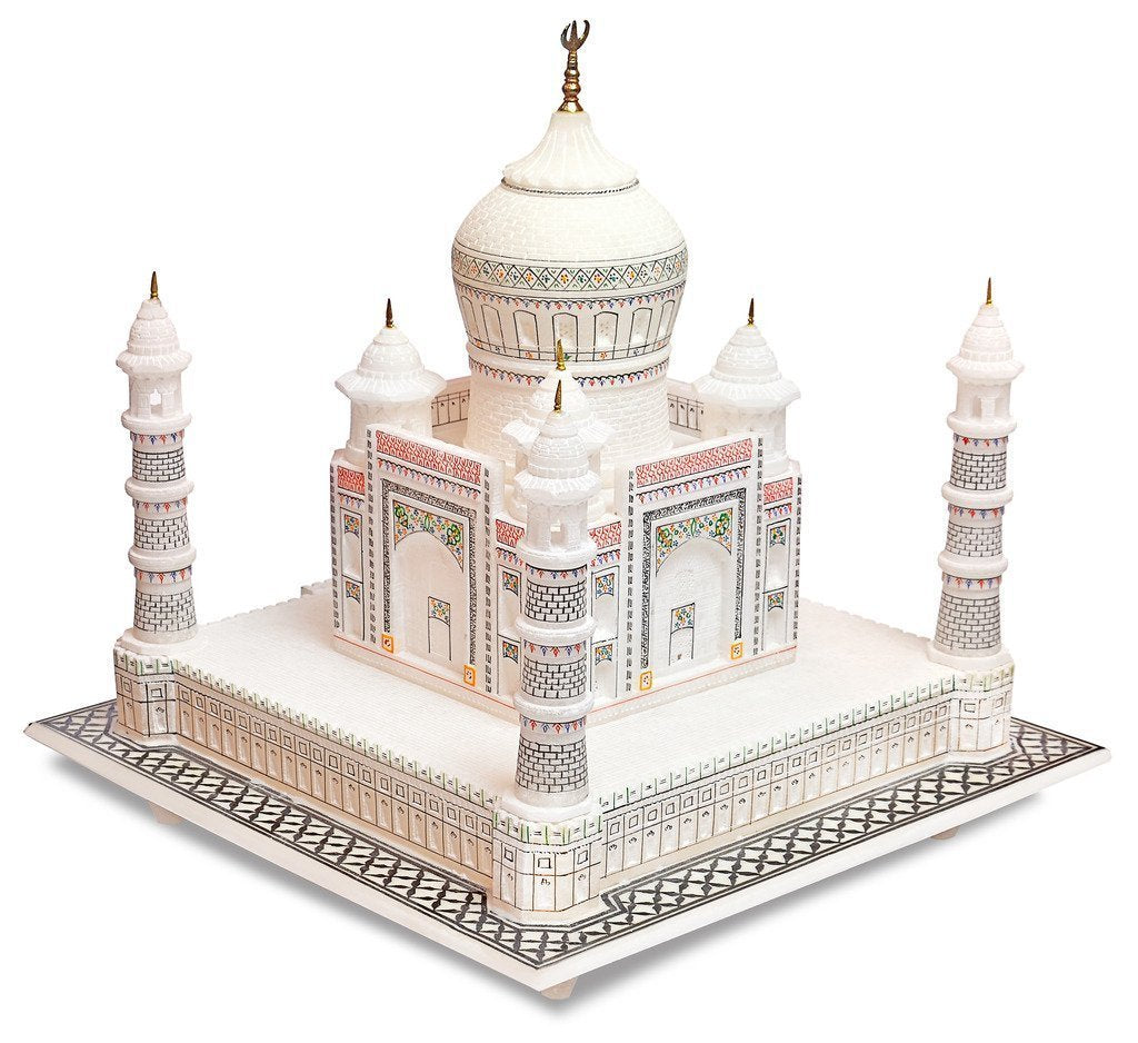 craftslook 7 Inch Taj Mahal Marble Replica – Handmade Miniature Model from India, Agra Souvenir, Symbol of Love – Home Decor Gift, Collectible Architecture Set, Indian Handicraft