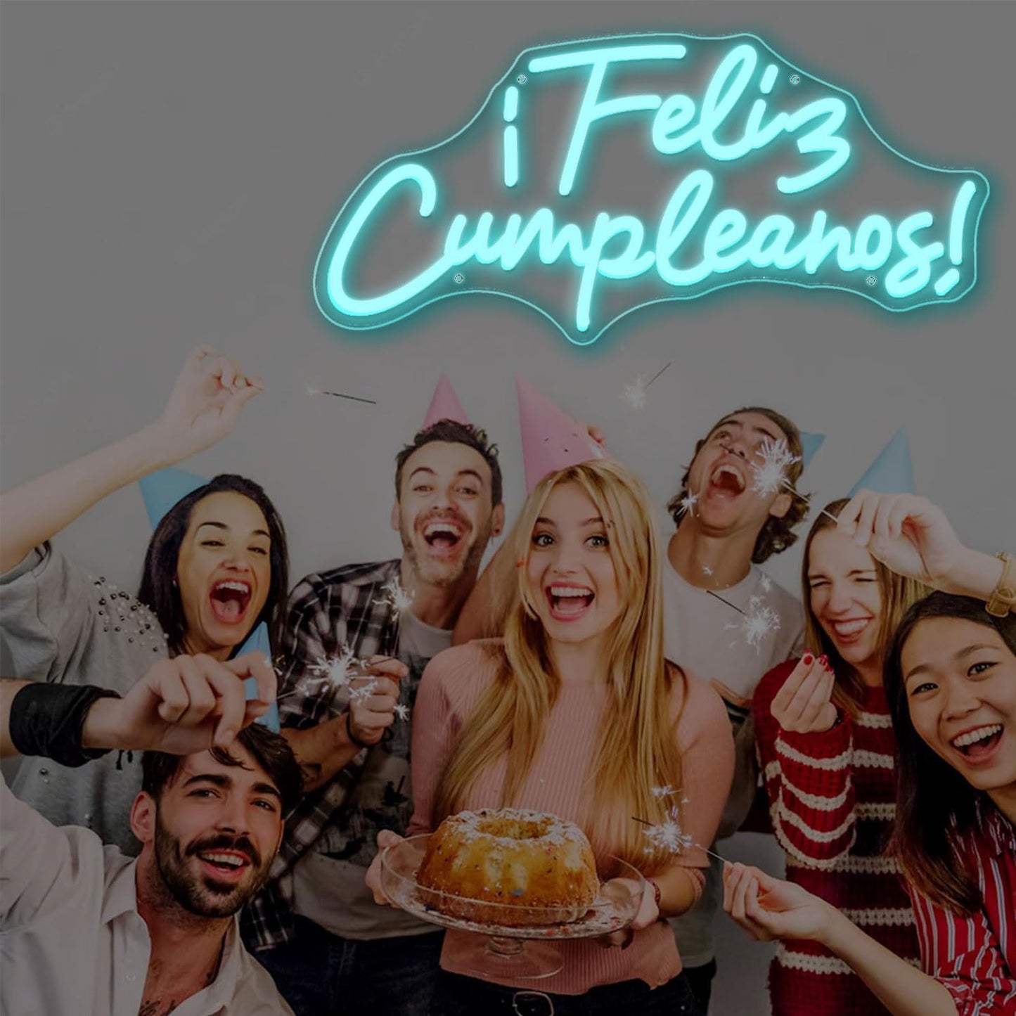 Happy Birthday Neon Sign ¡Feliz CumpleañOs Banner Dimmable Larger Happy Birthday Light Up Sign 20.53"X9.44" With Usb Chain Light Modulator,Happy Birthday Led Sign For Backdrop (Ice blue)