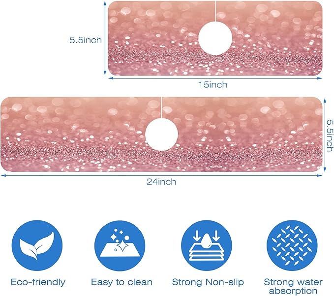 Abstract Pink Glitter Diamond Sink Faucet Absorbing Mat Sink Splash Guard