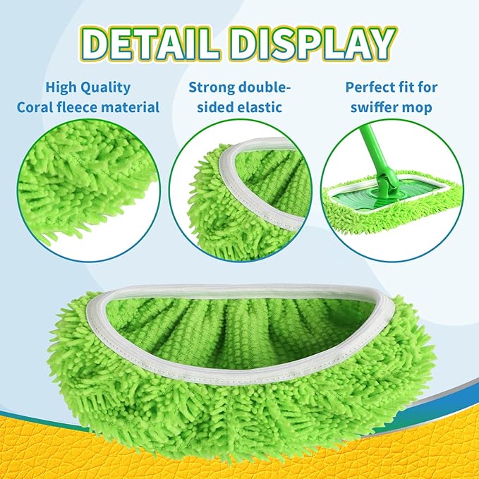 6Pcs Reusable Microfiber Mop Pads Compatible