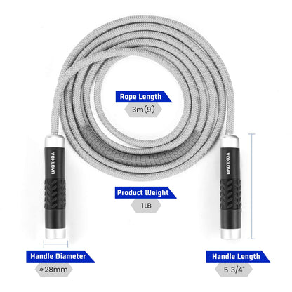 Weighted Jump Rope - Premium Heavy Jump Ropes with Adjustable Extra Thick Cable, Aluminum Silicone Grips Handles, High-Speed Ball Bearings Professional Skipping Rope for Crossfit MMA Cardio & Workouts