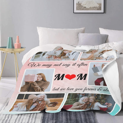 SHIYEL Gifts for Mom Custom Blanket with Photo, Personalized Make a Blankets with Picture for Mother's Day, Customized Memories Souvenir Throws for Best Mom Ever, 6 Collage Made in USA