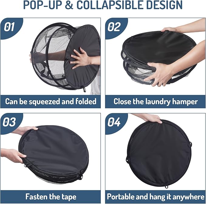 Seiritex Mesh Popup Laundry Hamper 115L Foldable Laundry Basket Extra Large