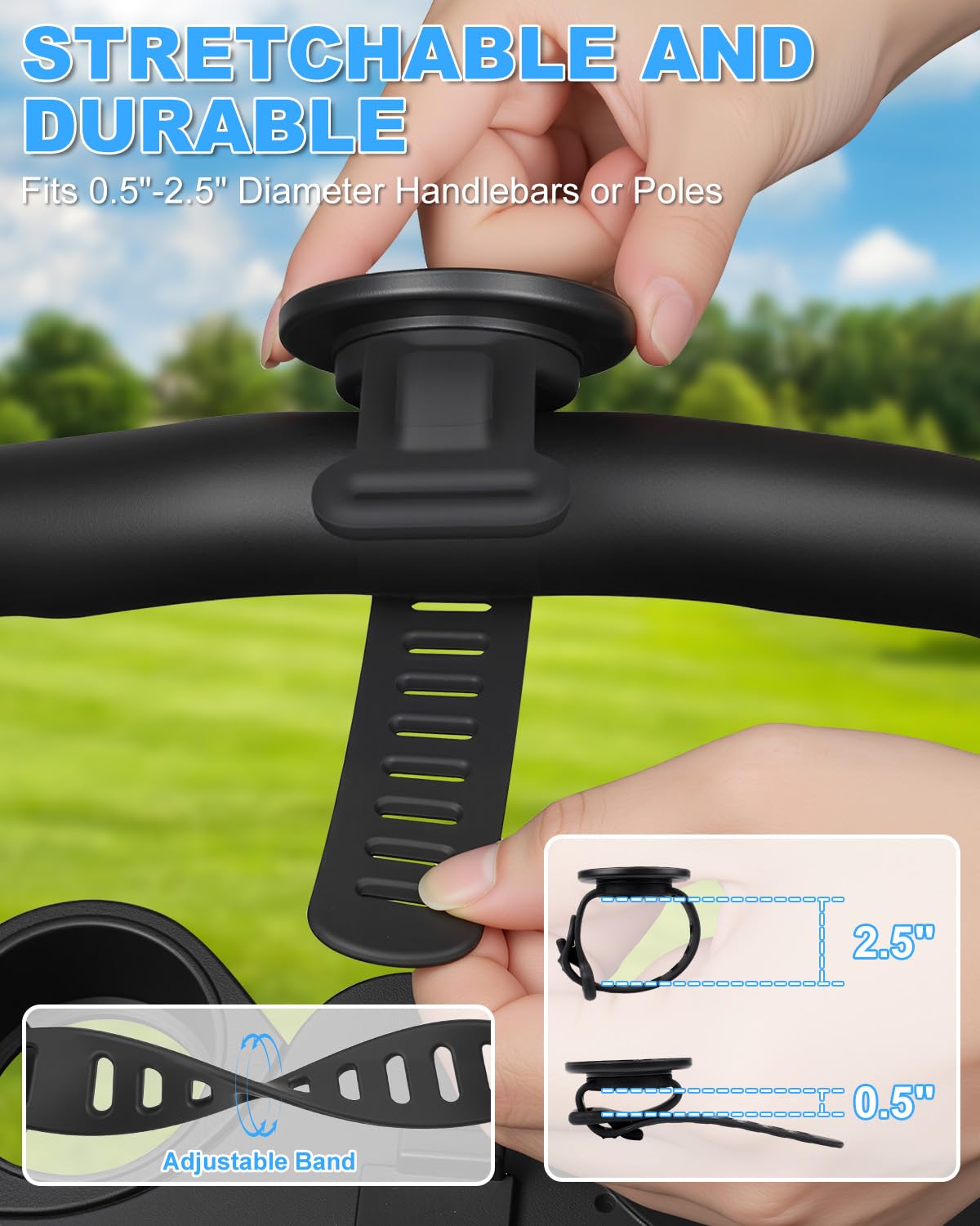 Magentic Phone Holder for Golf Push Cart, Shopping Cart, Stroller, Strong Magnets Phone Mount with Metal Ring for All Cell Phones, Compatible with Clicgear, Bag Boy, Sun Mountain Golf Push Cart