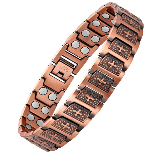 Jeracol Copper Cross Bracelet for Men, Magnetic Therapy Bracelet with Powerful 3800 Gauss Magnets - Adjustable Length with Sizing Tool & Gift Box